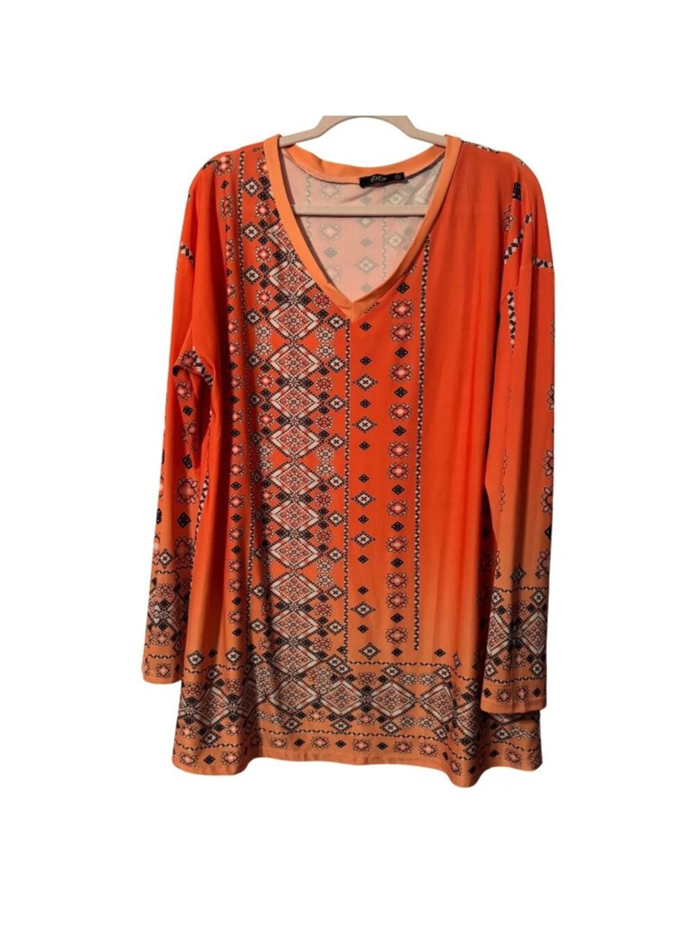 Lily By Firmiana Bohemian-Style  Long-Sleeve blouse Sz XL   Geometric Patterns